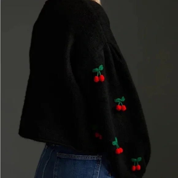 FARM Rio Black Crochet Cherry Cardigan - Picture 7 of 7